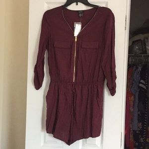 Burgundy 3/4 Sleeve Romper